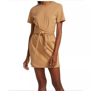 Alice + Olivia Evie Faux Wrap Dress Tan Brown